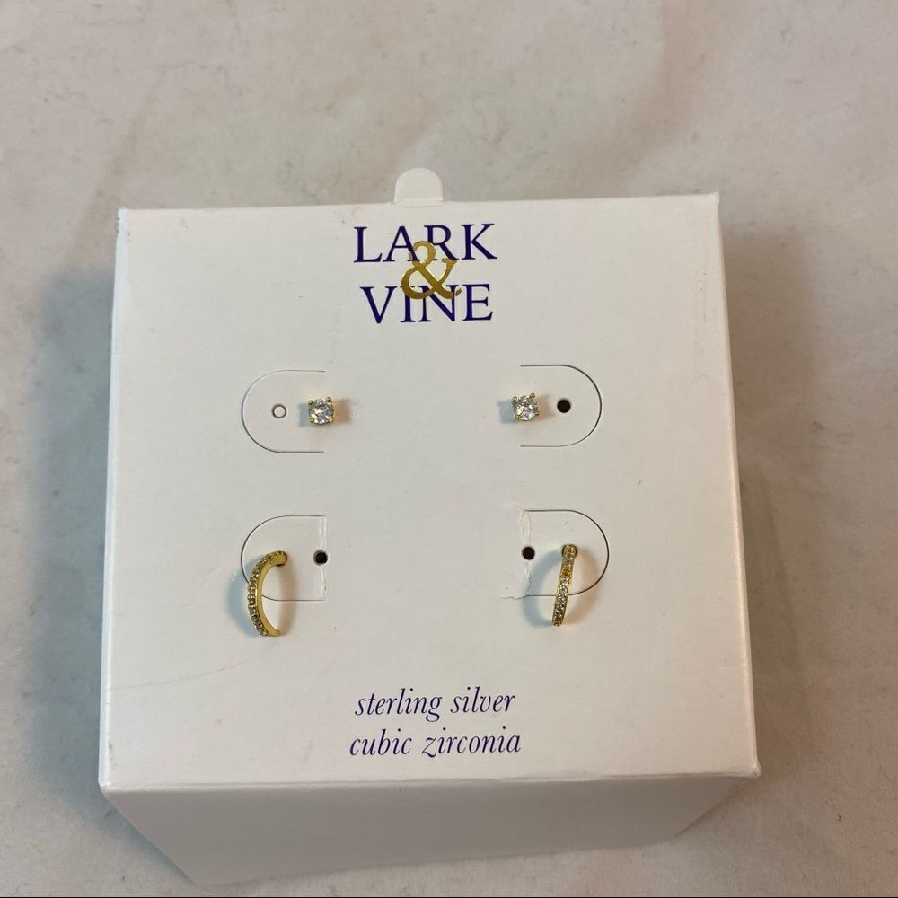 Lark & Vine Earrings Studs Small Hoops Set of 2 Gold Jewels
